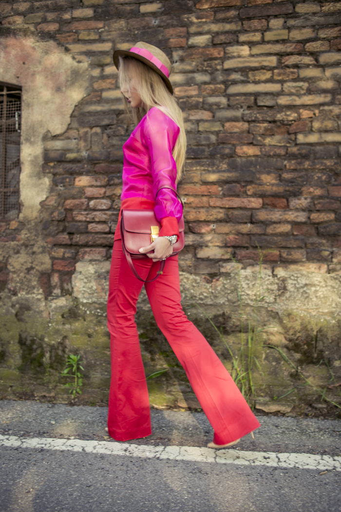 thecablook fashion blog darya kamalova street fashion maison academia red suit rose and red celine classic box bag red stories hat jimmy choo heels nude 120 mm coral necklace-26