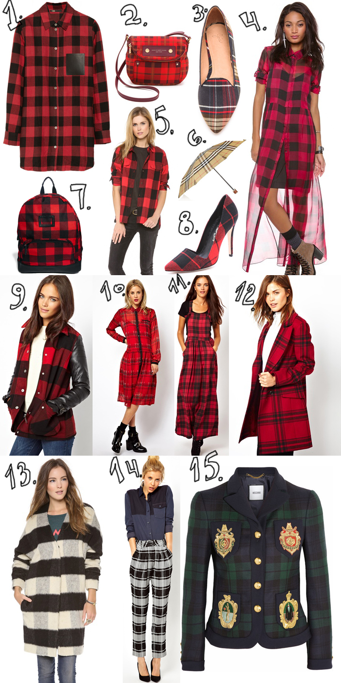 collage plaid trend check clothes and accessories