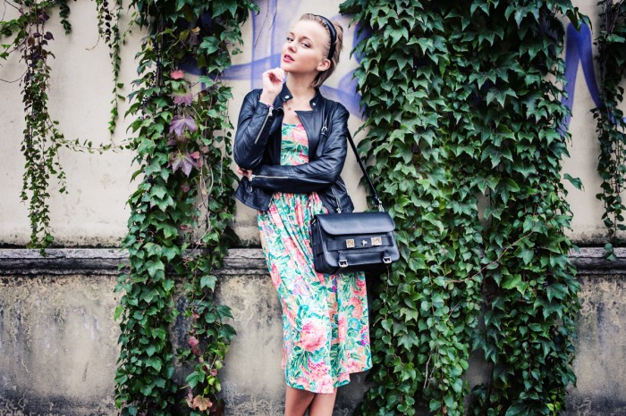 darya kamalova thecablook fashion blog street style outfit ootd pixie short hair russian blogger italy asos flower dress bershka cut out boots baldinini leather biker jacket proenza schouler ps11 bag unfinity ring-36 копия